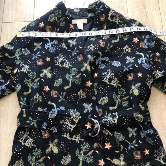 H&M Botanical Embroidered Midi Length Jacket in Black Size S - Picture 3 of 15